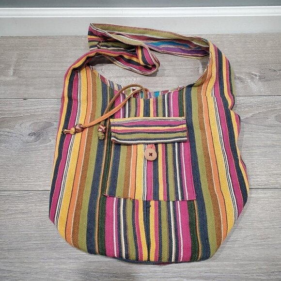 Lungta Imports Women's Multi-Colored Crossbody Bag Made In India Full Strap Boho - Picture 12 of 15